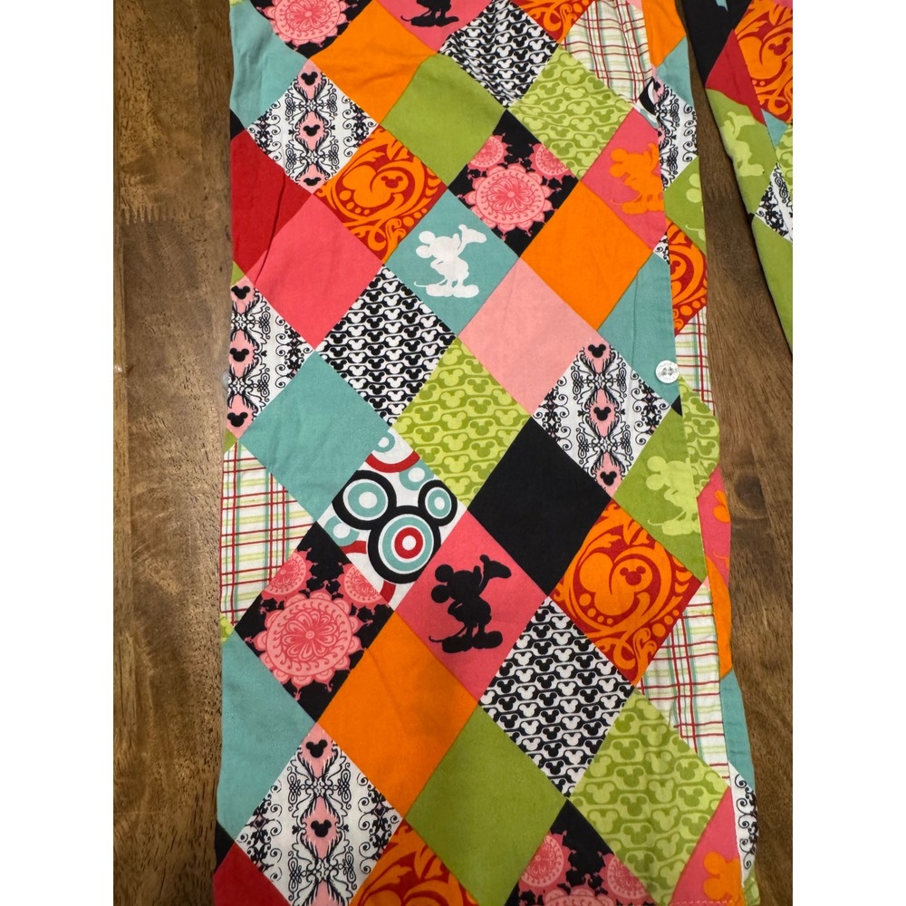 Disney Pajama Pants Colorful Patchwork Print Lounge Sleepwear Drawstring Women's - Picture 2 of 6